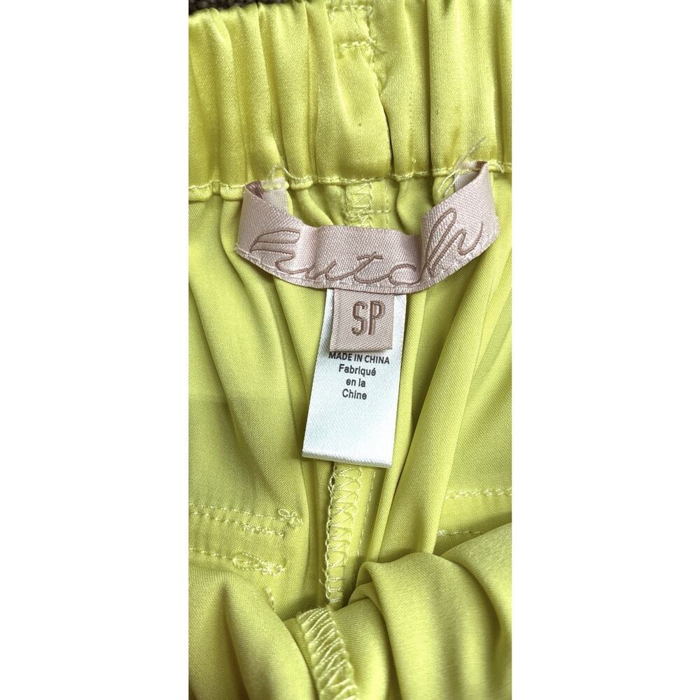 New Hutch Anthro Satin Chartreuse High Belted Wide Culotte Utility Flap Pkt S - Picture 5 of 11